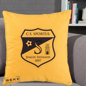 Perna Personalizata CS Sportul Simleu Silvaniei 2007, 40x40 cm, Galben, Husa Detasabila, Perna Inclusa, BEKZ®