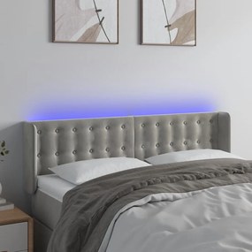 vidaXL Tăblie de pat cu LED, gri deschis, 147x16x78/88 cm, catifea