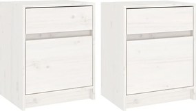 vidaXL Noptiere, 2 buc., alb, 40x31x50 cm, lemn masiv de pin