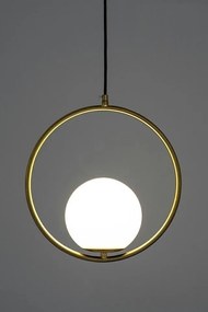 Lustra design miminalist, Metal auriu, Glob Sticla, AURELIA 25