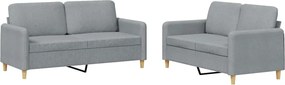 vidaXL Set de canapele cu perne, 2 piese, gri deschis, textil
