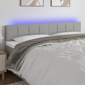 3121618 vidaXL Tăblie de pat cu LED, gri deschis, 160x5x78/88 cm, textil