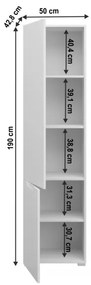 Dulap Individual Dormitor 2D JOLK Alb/Alb Lucios