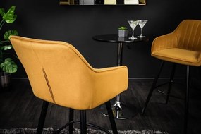Set 2 scaune de bar Turin catifea galben mustar