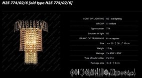 Aplica de perete Lux cristal Bohemia N25 774/02/6