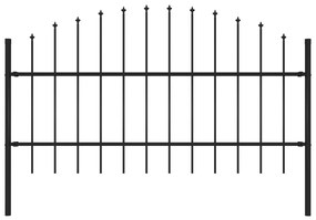Gard de gradina cu varf ascutit, negru, 1,7 m, otel 1, 75-100 cm, 1.7 m