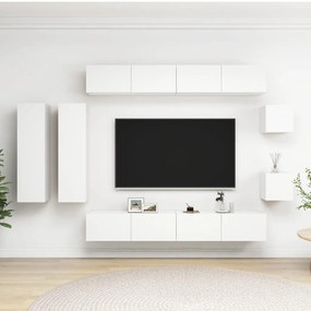 3078706 vidaXL Set dulapuri TV, 8 piese, alb, lemn prelucrat