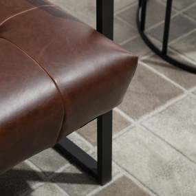 Fotoliu Stil Industrial Matlasat cu Nasturi, Mobilier Modern Fotoliu scaun din metal si PU, 62x74x78cm Maro HOMCOM | Aosom RO