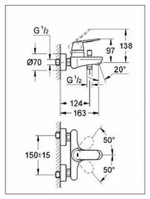 Baterie cada - dus Grohe Eurosmart Cosmopolitan crom