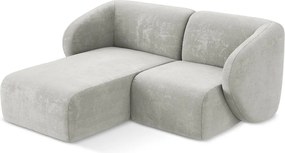 Colțar gri deschis cu tapițerie din chenille (cu colț pe partea stângă/cu șezlong) Lani – Makamii