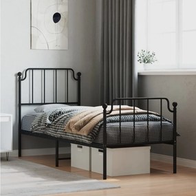 373896 vidaXL Cadru pat metalic cu tăblii de cap/picioare  negru, 80x200 cm