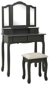 vidaXL Set masă de toaletă cu taburet gri 80x69x141 cm lemn paulownia