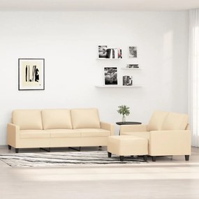 3153731 vidaXL Set de canapele cu perne, 3 piese, crem, textil