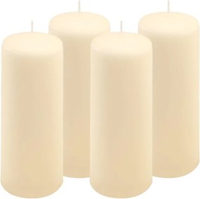 Set de lumânări tip stâlp, 20 cm, Ø 7,5 cm, crem, 4 buc