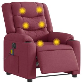 vidaXL Fotoliu electric de masaj rabatabil, roșu vin, textil