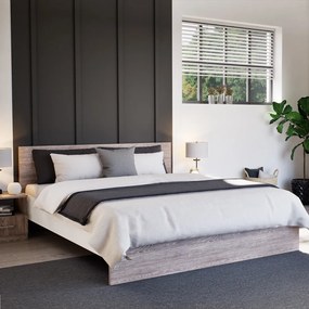 Pat dublu Miami fără cadru de pat 160x200 cm stejar York-alb