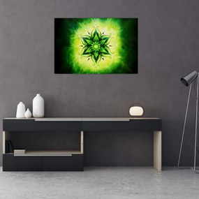 Tablou - Mandala de flori, fundal verde (90x60 cm)