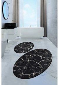 Set 2 covorașe ovale de baie Foutastic Marble, negru