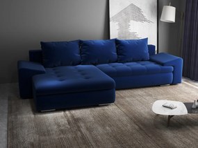 Colțar extensibil dumonde cu ladă de depozitare si sezut confortabil din spuma high-density, Leonardo Royal Albastru 260x185 cm