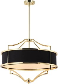 Lustra suspendata din metal auriu si tesatura neagra Stesso M