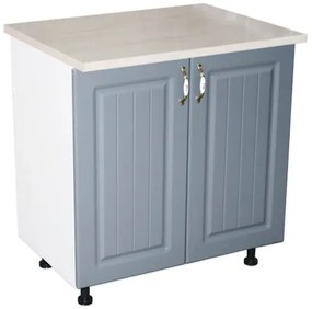 Masca pentru chiuveta cu 2 usi 80 cm Zebra, Alb/MDF Gri cu blat Travertin, 80 x 85 x 60 cm