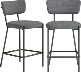 HOMCOM Set 2 scaune de bar, scaune tapițate cu spătar curbat, pentru insulă de bucătărie, zonă de mic dejun, Gri | Aosom Romania