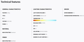 Spot LED incastrabil TULIPA Black recessed downlight 7W 36° 2700K CRI90 dali IP44
