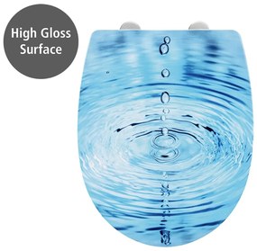Capac WC 38 x 45 cm Easy-Close (cu închidere automată) Droplets – Wenko