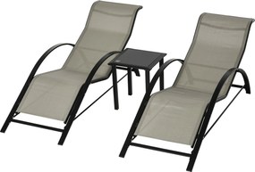 Outsunny Set 2 sezlonguri si masuta, 59x169x66 cm, negru | Aosom Romania