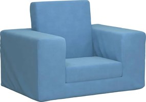vidaXL Canapea extensibilă pentru copii, albastru, pluș moale