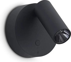 Aplica cu reader LED directionabil USB-C ELF AP NERO