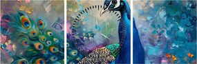 Tablou - Pictura de un păun (cu ceas) (90x30 cm)