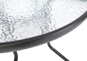 Masă de grădină ZWMT Ø 80 cm metal cu blat din sticlă