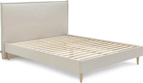 Pat matrimonial 180x200 cm bej tapițat cu somieră Sary – Bobochic Paris