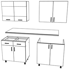 Set haaus V8, Stejar Sonoma Inchis/Alb, Blat Thermo 28 mm, L 160 cm