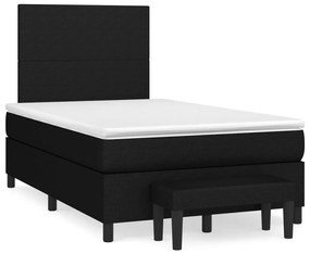 vidaXL Pat box spring cu saltea, negru, 120x190 cm, catifea