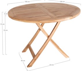 Masă de grădină Oviedo, tec, natural 100x75 cm