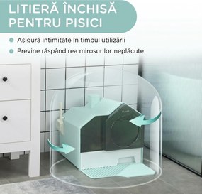 PawHut Litiera pentru Pisici Inchisa cu Capac si Tava Detasabila | Aosom Romania