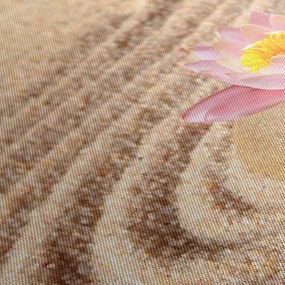 Tablou cu piatră și floare pe nisip (90x60 cm)