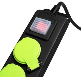 Prelungitor cu 3 prize și întrerupător, 5 m, IP44