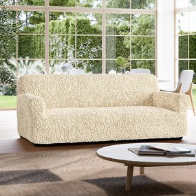 Huse bielastice FUCO bumbac bio smântânii fotoliu triplu (l. 170 - 220 cm)