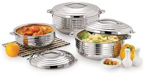 Set 3 Caserole Termice din Inox, 2L+3L+5L,Designer