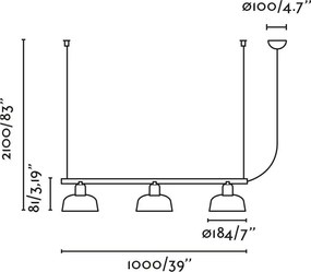 Lustra suspendata metal TATAWIN S 3L negru, alb