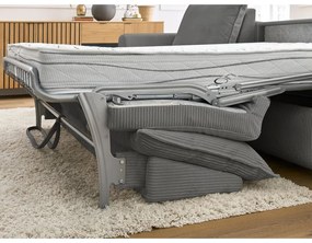 Colțar gri extensibil cu tapițerie din catifea reiată (cu colț variabil) Augustin – Bobochic Paris