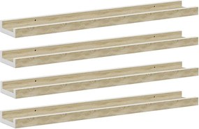vidaXL Rafturi de perete, 4 buc., alb și stejar sonoma, 60x9x3 cm