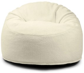 Fotoliu puf pentru copii crem cu tapițerie din țesătură bouclé Om 85 – SLOWDOWN