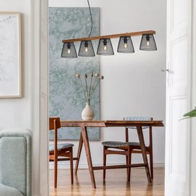 Briloner 4077-055 - Lustră pe cablu WOOD & STYLE 5xE14/25W/230V