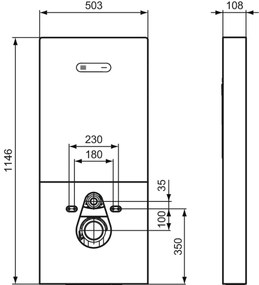 Modul Ideal Standard NeoX pentru vas wc suspendat, sticla alba, actionare pneumatica Alb