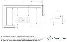 Colțar roz extensibil/cu spațiu de depozitare (cu colț pe partea stângă/în formă de "U") Classy Sophie – Miuform