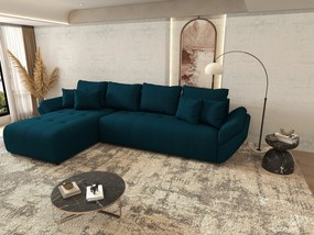 Colțar extensibil dumonde cu ladă de depozitare si sezut confortabil din spuma high-density, Berlin XL Enjoy Petrol 350x185 cm